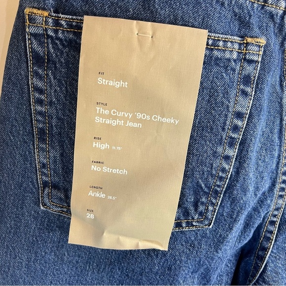 Everlane Jeans Womens 28 The Curvy 90s Cheeky High Rise Blue Straight Denim NEW - Picture 3 of 8